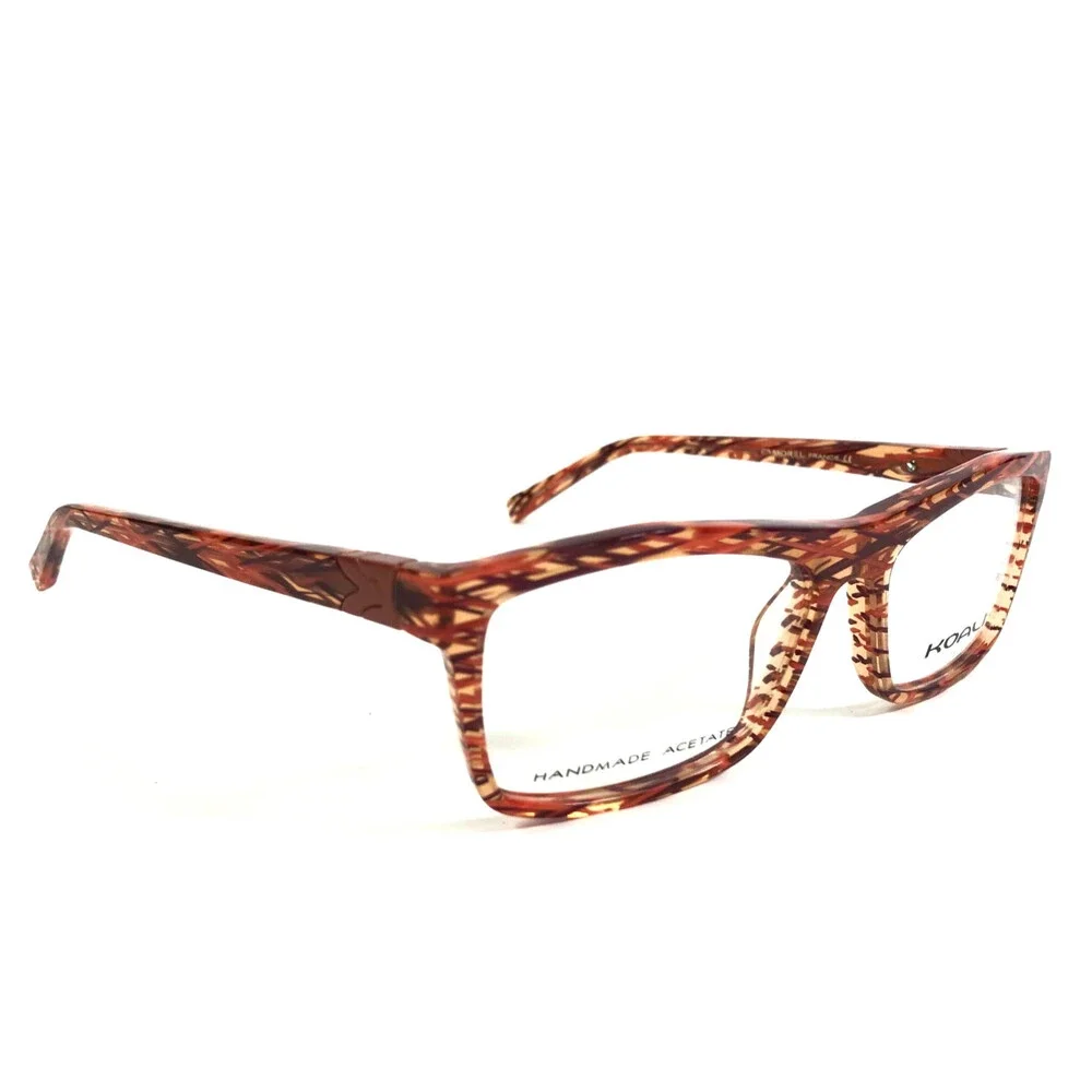 Koali Eyeglasses Frames 7665K OP014 Brown Red Rectangle Full Rim 53-15-135